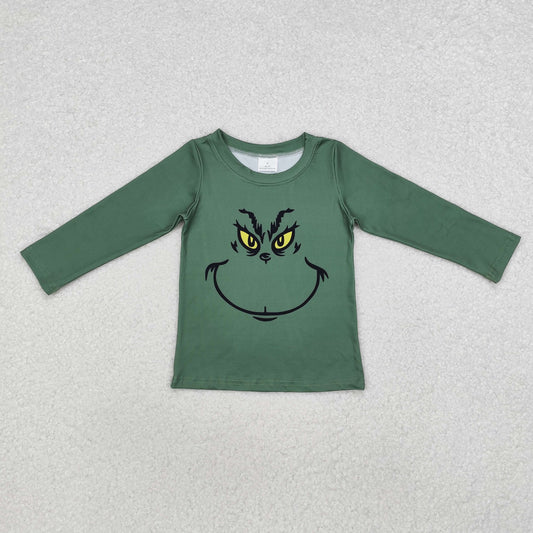 BT0725 Baby Boys Christmas Green Face Smile Tee Shirts Tops