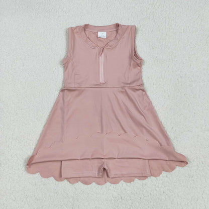 GSD2086 Baby Girls Light Pink Yoga Zip Active Wear Skort Knee Length Dress 5.7