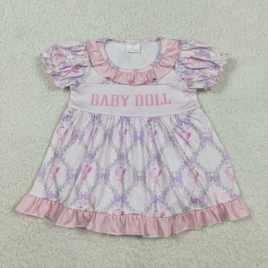 SR3291 Baby Girls Baby Doll Bows Flowers Checked Tunic Ruffle Bummier Romper C11.18