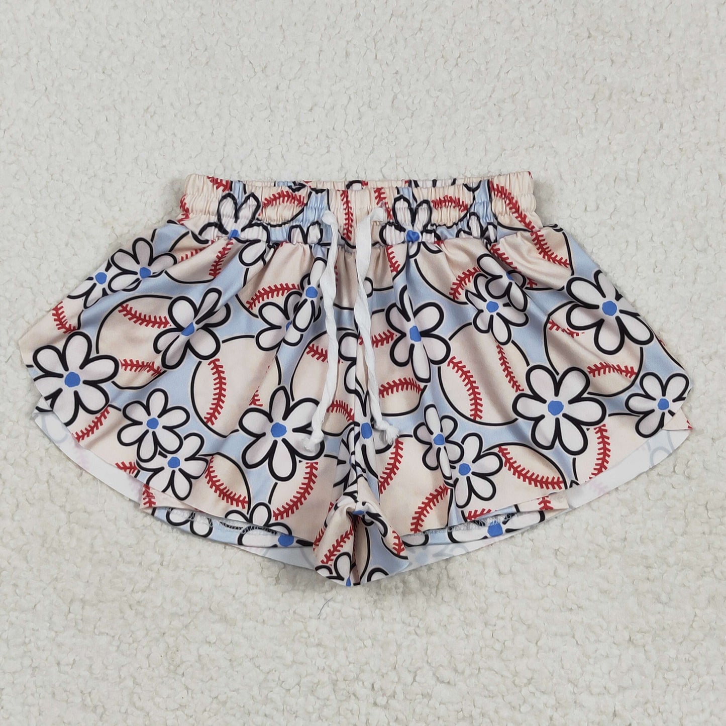 SS0581 Baby Girls Football Flowers Summer Shorts Bottoms  5.5