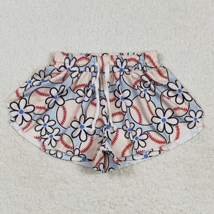 SS0581 Baby Girls Football Flowers Summer Shorts Bottoms  5.5