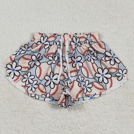 SS0581 Baby Girls Football Flowers Summer Shorts Bottoms  5.5