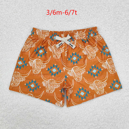 S0463 Baby Boys Western Cow Aztec Trunks Bottoms Swimsuits