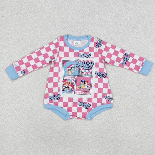 LR1764 Baby Infant Girls Christmas Dog Long Sleeve Romper