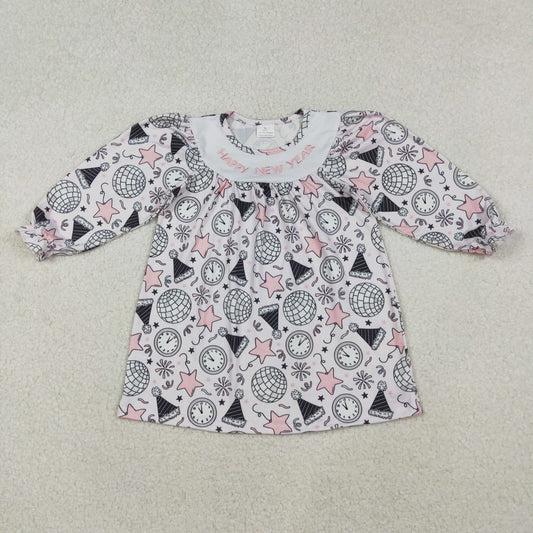 GLD1231 Baby Girls Long Ruffle Sleeves Happy New Year Knee length Dress C10.17