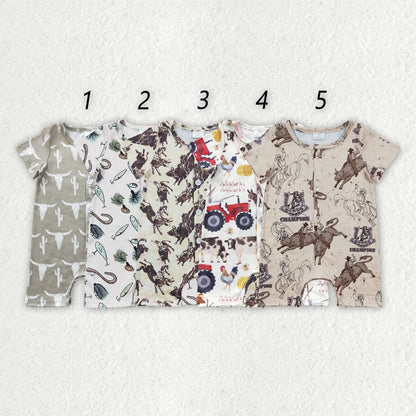 Sibling Baby Boys Western Buttons Summer Rompers 4.16