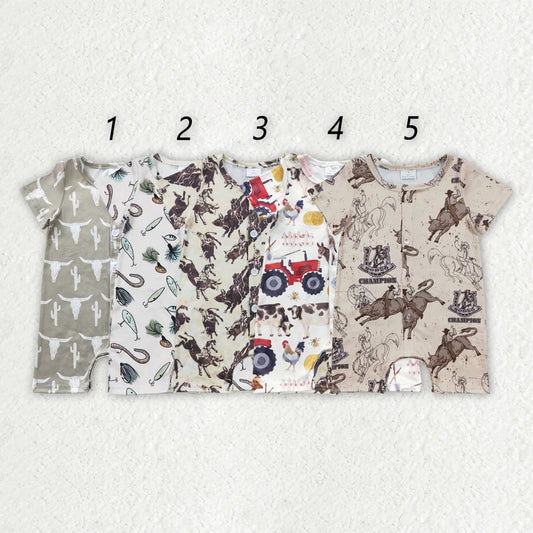 Sibling Baby Boys Western Buttons Summer Rompers 4.16