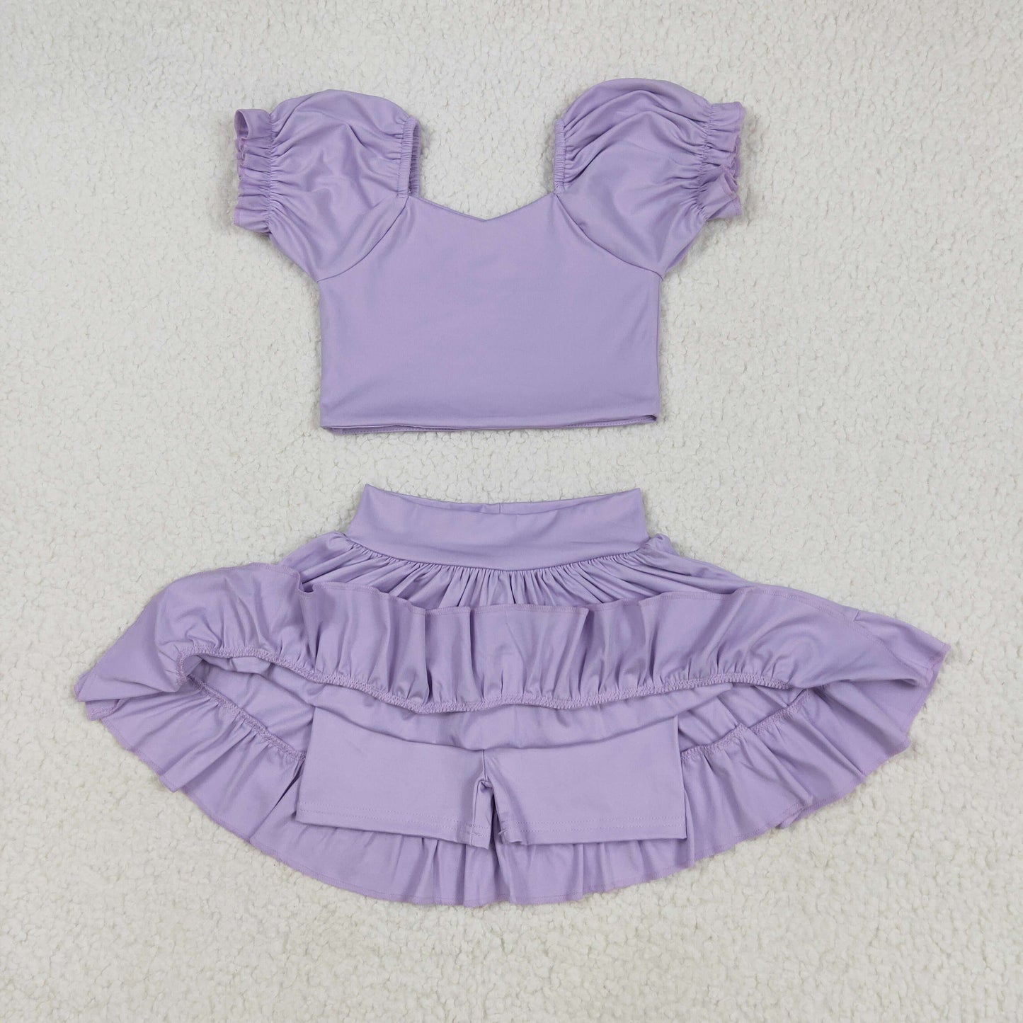 GSD2099 Baby Girls Lavender Yoga Shirt Skirt Active Wear Clothes Set 5.9