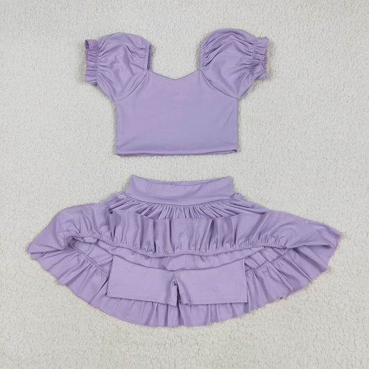 GSD2099 Baby Girls Lavender Yoga Shirt Skirt Active Wear Clothes Set 5.9