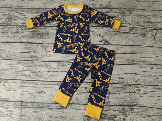 Baby Girls Boys WVU Team Tee Pants Pajamas Clothing Sets Preorder(moq 3)