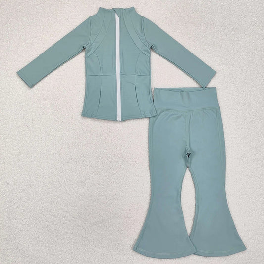 8 Colors Sibling Baby Girls Yoga Active Wear Jackets Pants 2pcs Work Outfits Sets 4.16