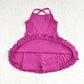 S0441 Solid color purple tracksuit swimsuit dress