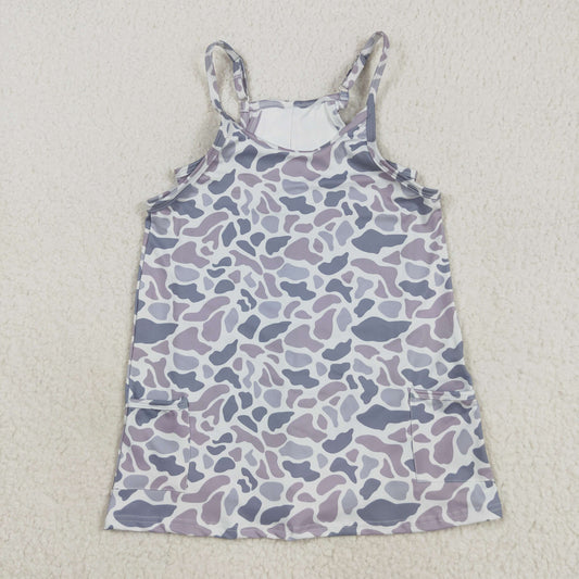 GSD2723 Baby Girls Strap Light Gray Camo Pockets Yoga Dress 8.4