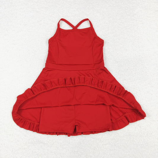 S0453 Baby Girls Red Athletic Active Wear Knee Length Dress