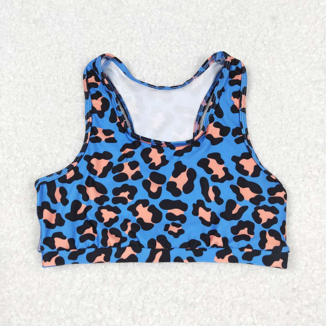 GT0517+ SS0214 Blue-orange leopard print sleeveless top and shorts yoga suit