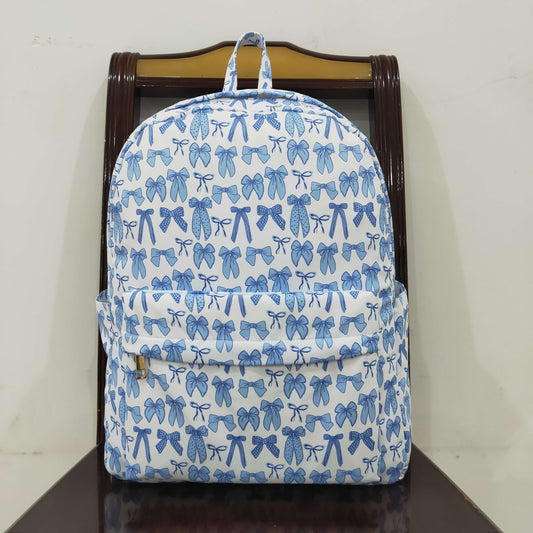 BA0322 Baby Kids Sky Blue Bows Plaid Zipper School Back Bags 7.29