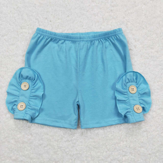 SS0191 Button-up sky blue lace shorts