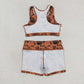 GT0518+ SS0215 Cactus brown sleeveless top and shorts yoga suit