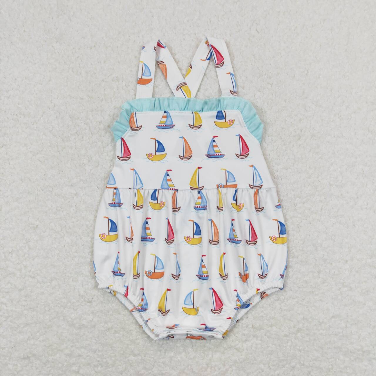 SR1061 Sailboat white vest onesie
