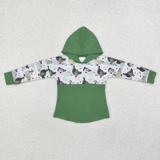 BT0357 Baby Boys Duck Green Hooded Long Sleeve Tops