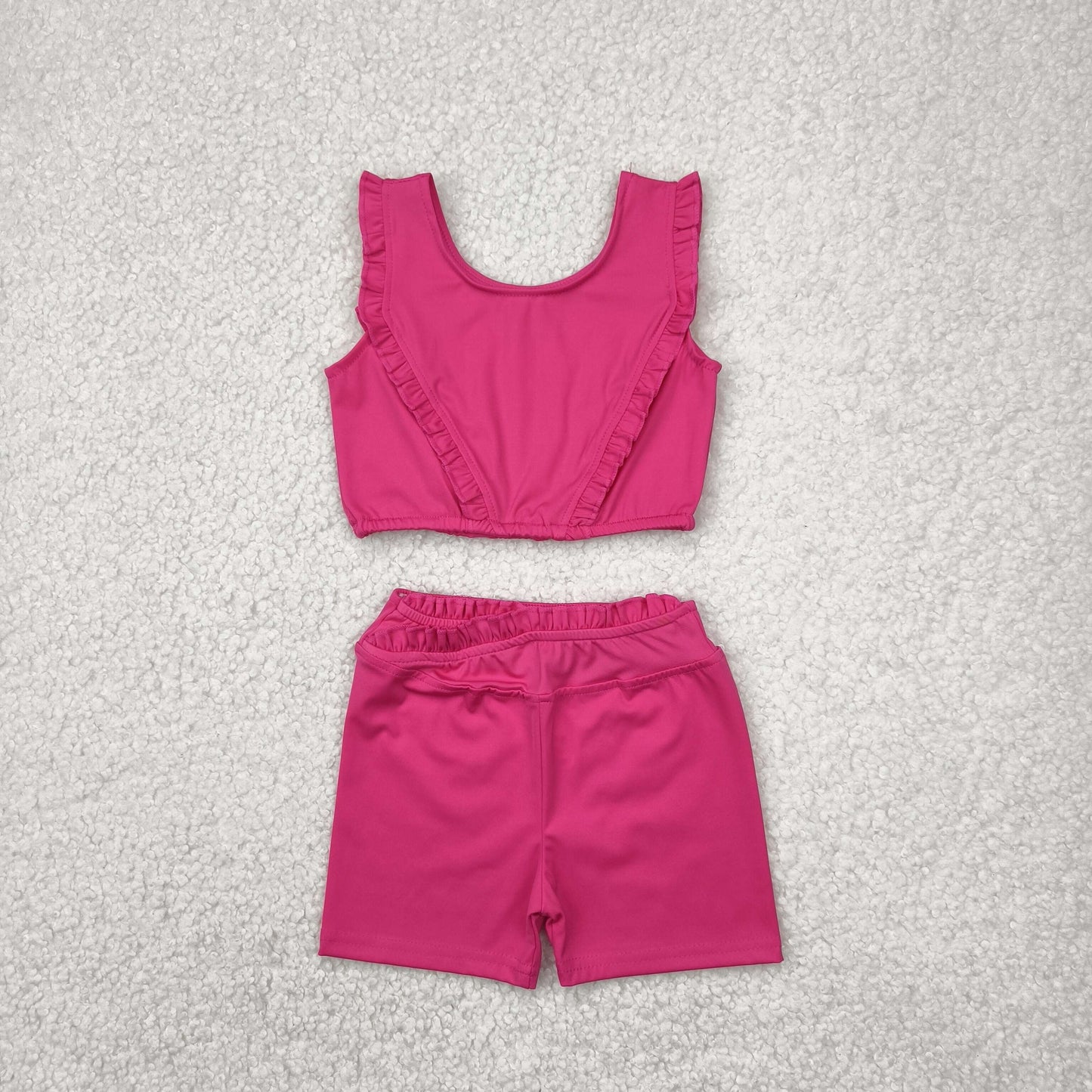 GSSO2284 Baby Girls Hotpink Pink Yoga Vest Shorts Active Wear Set 4.22