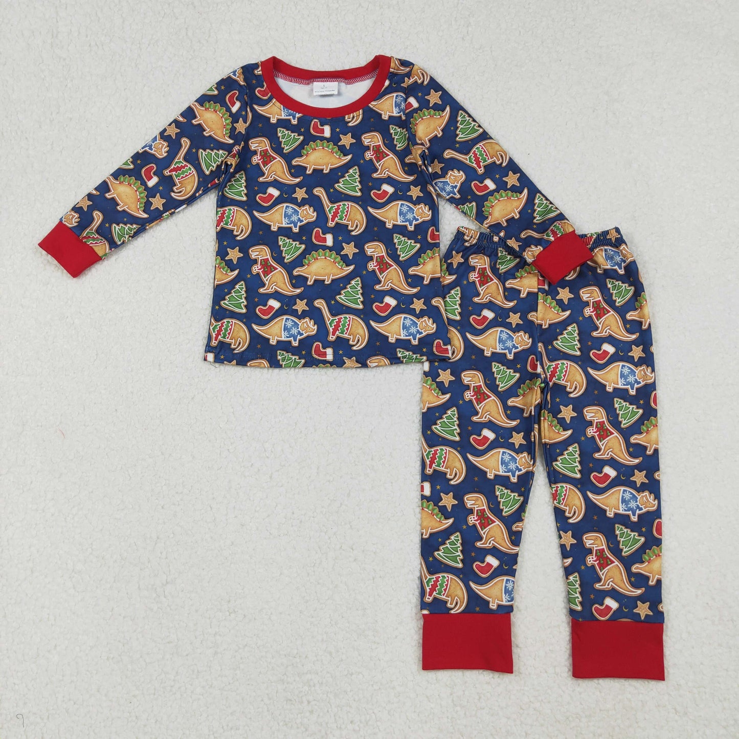BLP1155 Baby Boys Long Sleeves Christmas Hats Dinosaurs Top Pant Pajamas Set C10.8