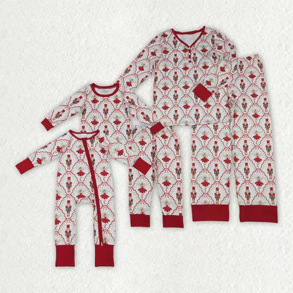 Sibling Baby Girls Bows Soldiers Dancers Checked Pant Christmas Pajamas Sets Zipper Rompers C10.25