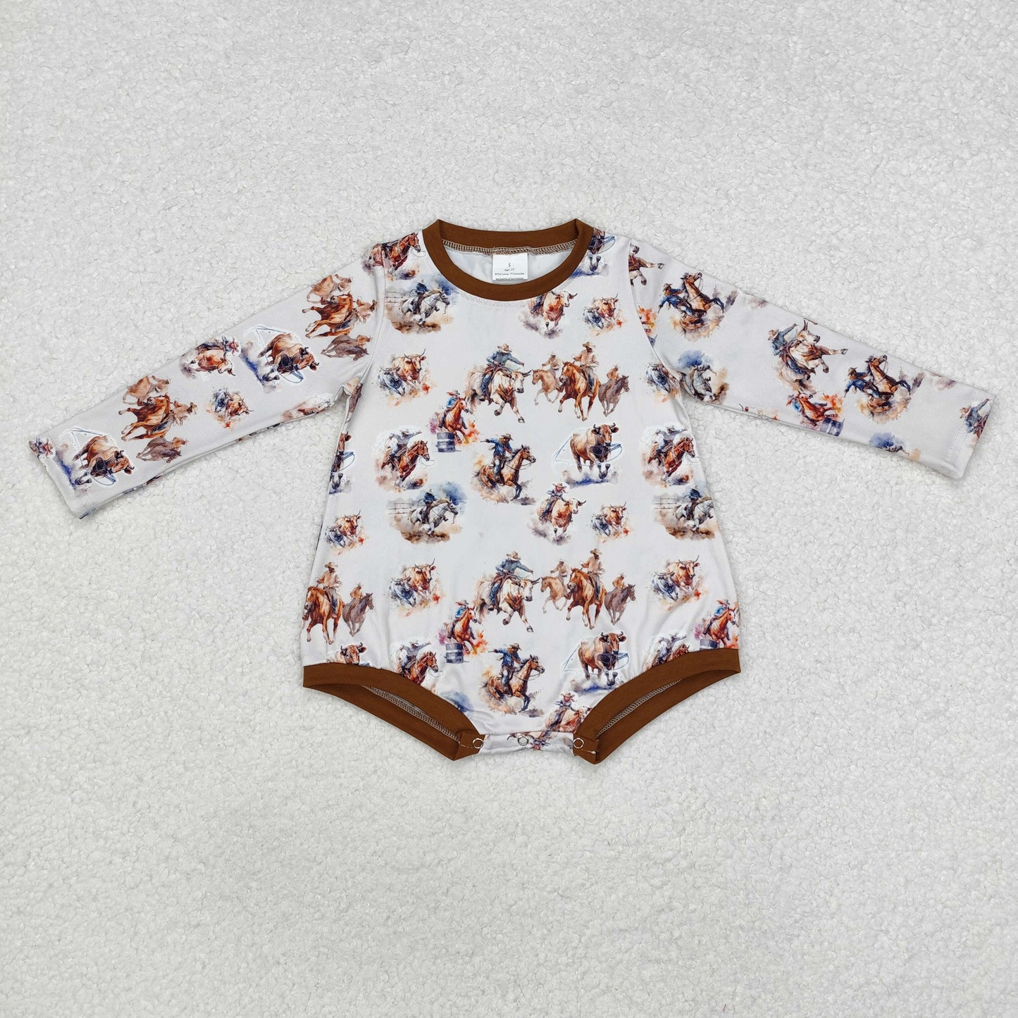 LR1866 Baby Infant Boys Western Horse Rodeo Romper