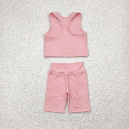 GSSO1518 Baby Girls Pink Athletic Active Wear Top Shorts Clothes Set 4.26