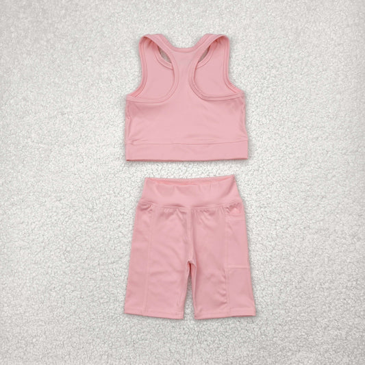 GSSO1518 Baby Girls Pink Athletic Active Wear Top Shorts Clothes Set 4.26