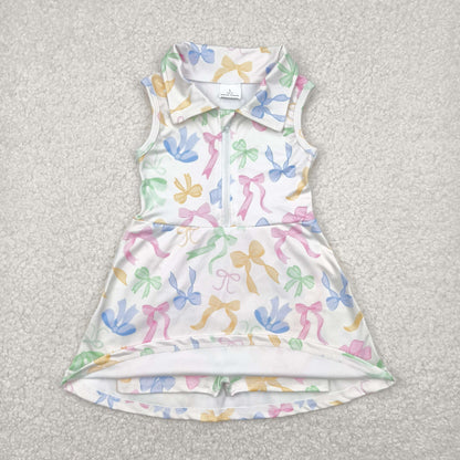 GSD2141 Baby Girls Colorful Bows Yoga Active Wear Skort Knee Length Dress 4.22