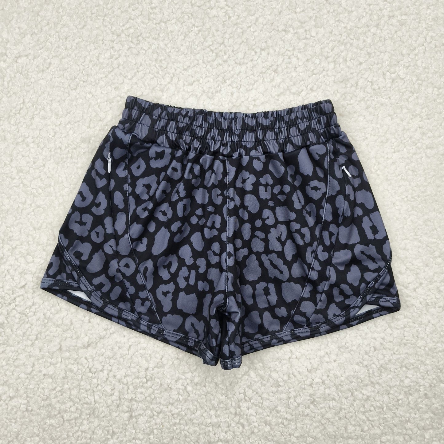 SS0467 Baby Girls Black Leopard Yoga Shorts Bottoms 5.5