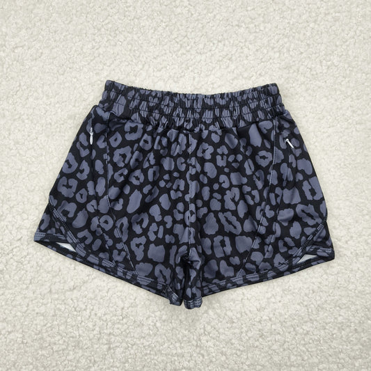 SS0467 Baby Girls Black Leopard Yoga Shorts Bottoms 5.5