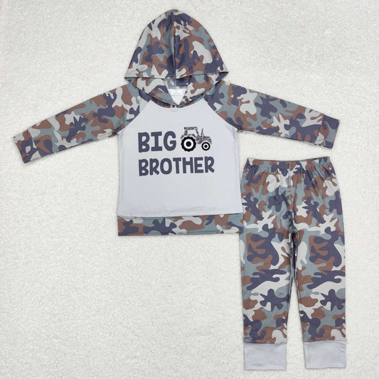 BLP0576 Baby Boys Big Brother Camo Hooded Top Pants Outfits Set