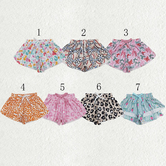 Sibling Baby Girls Colorful Bows Leopard Skorts Ruffle Summer Shorts Bottoms 6.23