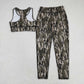 GSPO1461 Adult women's brown green camouflage sleeveless pants yoga suit