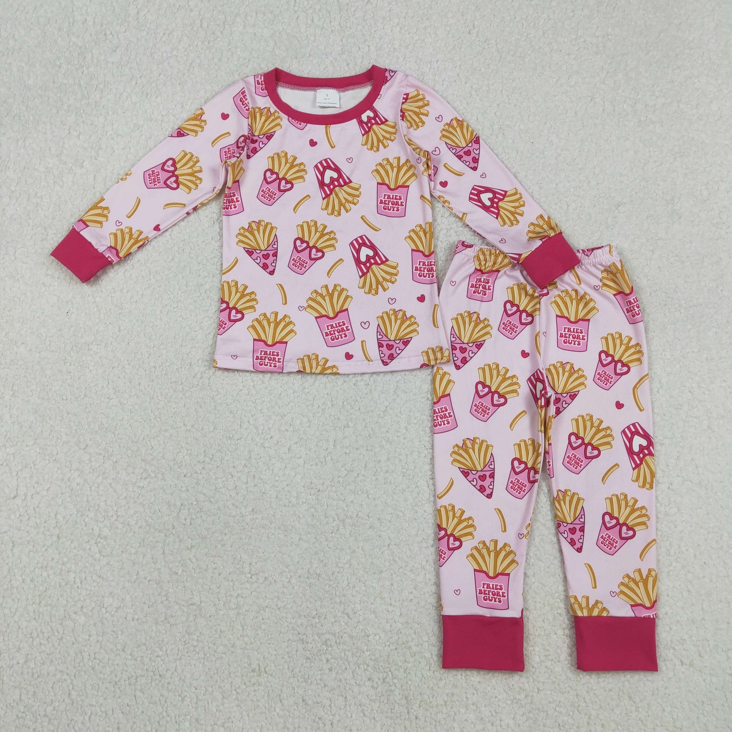GLP3065 Baby Girls Pink Hearts Chips Top Pants Valentines Pajamas Set C11.27