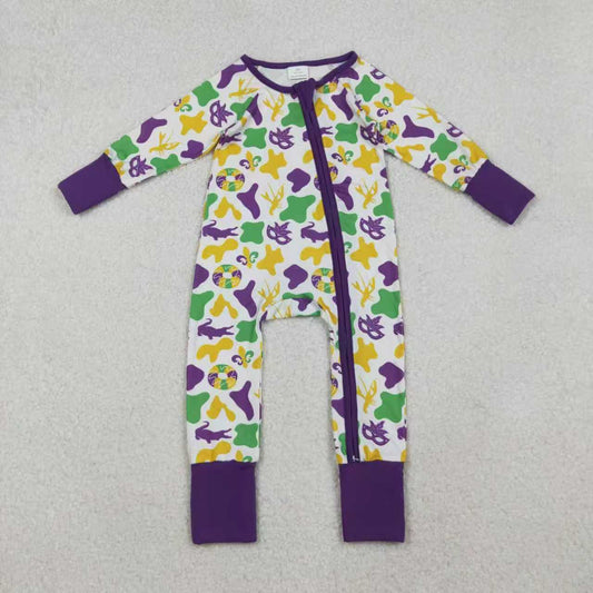 Sibling Baby Boys Mardigras Camo Crayfishes Top Pants Pajamas Sets Zipper Footie Rompers C10.27