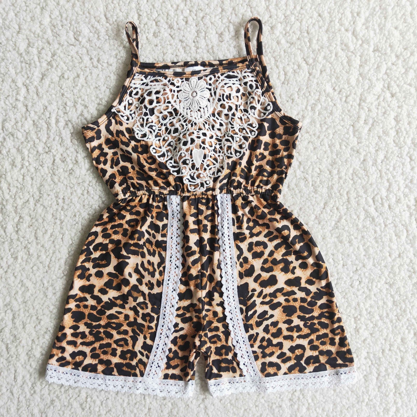 A15-12 Leopard print lace lace onesie for girls