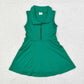 GSD1380 Solid color green zipper yoga dress Sleeveless dress