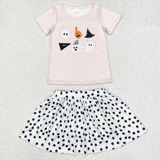 GT0698+GLK0031 Baby Girls Halloween Pumpkin Top Skirts Clothes Set