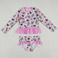 S0262 Cactus love flower hat Boots Pink lace border long sleeve swimsuit