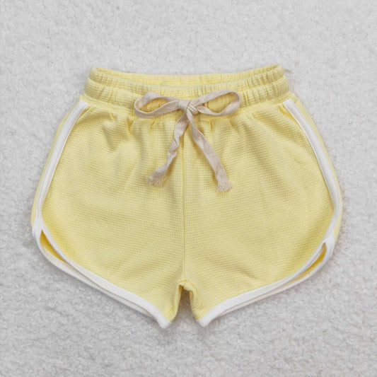 SS0318 Light yellow waffle shorts