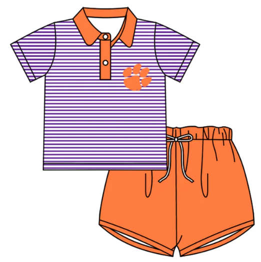 Boys custom team orange short-sleeved shorts set