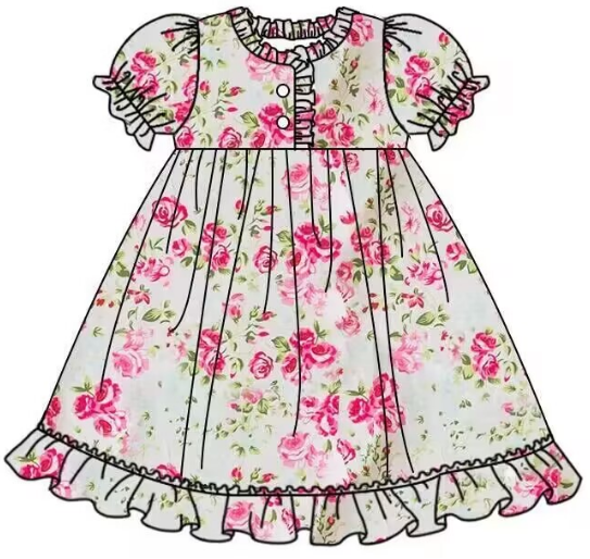 Girls flower short sleeve dress
