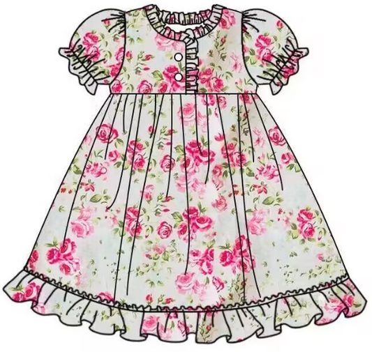 Girls flower short sleeve dress