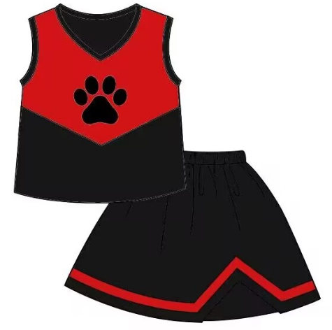 Girls team custom reddish black sleeveless top skirt suit