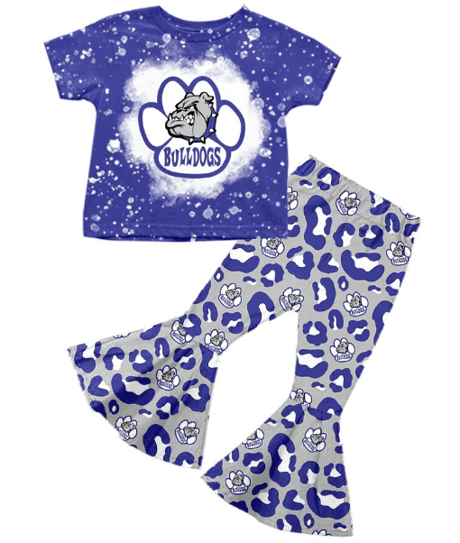 Girls custom team blue short sleeve pant suit