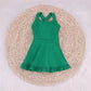 S0444 Solid green tracksuit swimsuit dress