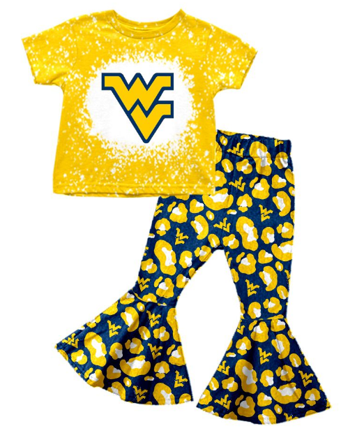 custom W V team short sleeve pants outfit for baby girls clothes